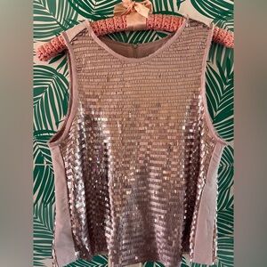 Mango dusty rose pink sleeveless sequin party top sz 4 fully lined